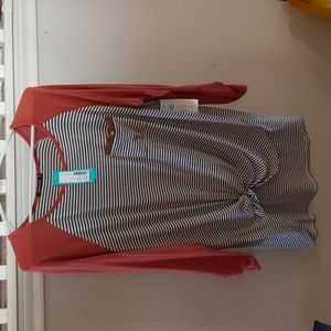 Stitch Fix Pink Clover Madelene Roll Tab Knit Top Size XL